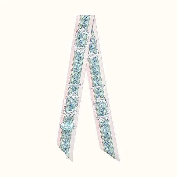 HERMES TWILLY 'BRIDE DE COUR' ROSE PALE (PINK) SET - BOXES (USED) - Picture 2 of 10